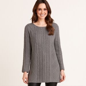 Susan Graver  Gray Tunic Length Relaxed Fit Sweater